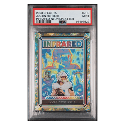 Justin Herbert PSA 9 2023 Panini Spectra Infrared- Neon Splatter #d/ 8 Card #IJHE