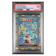 Justin Herbert PSA 9 2023 Panini Spectra Infrared- Neon Splatter #d/ 8 Card #IJHE