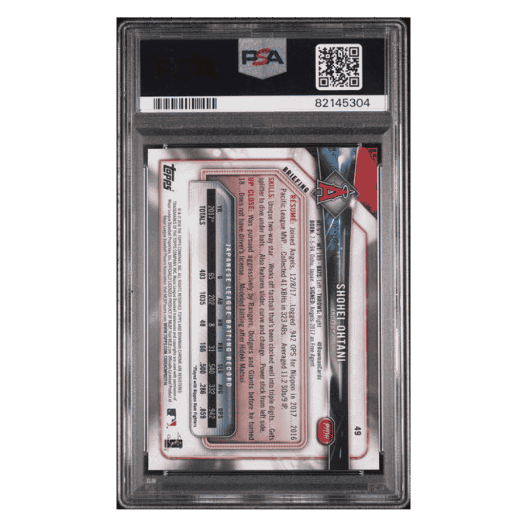 Shohei Ohtani PSA 9 2018 Bowman Card #49