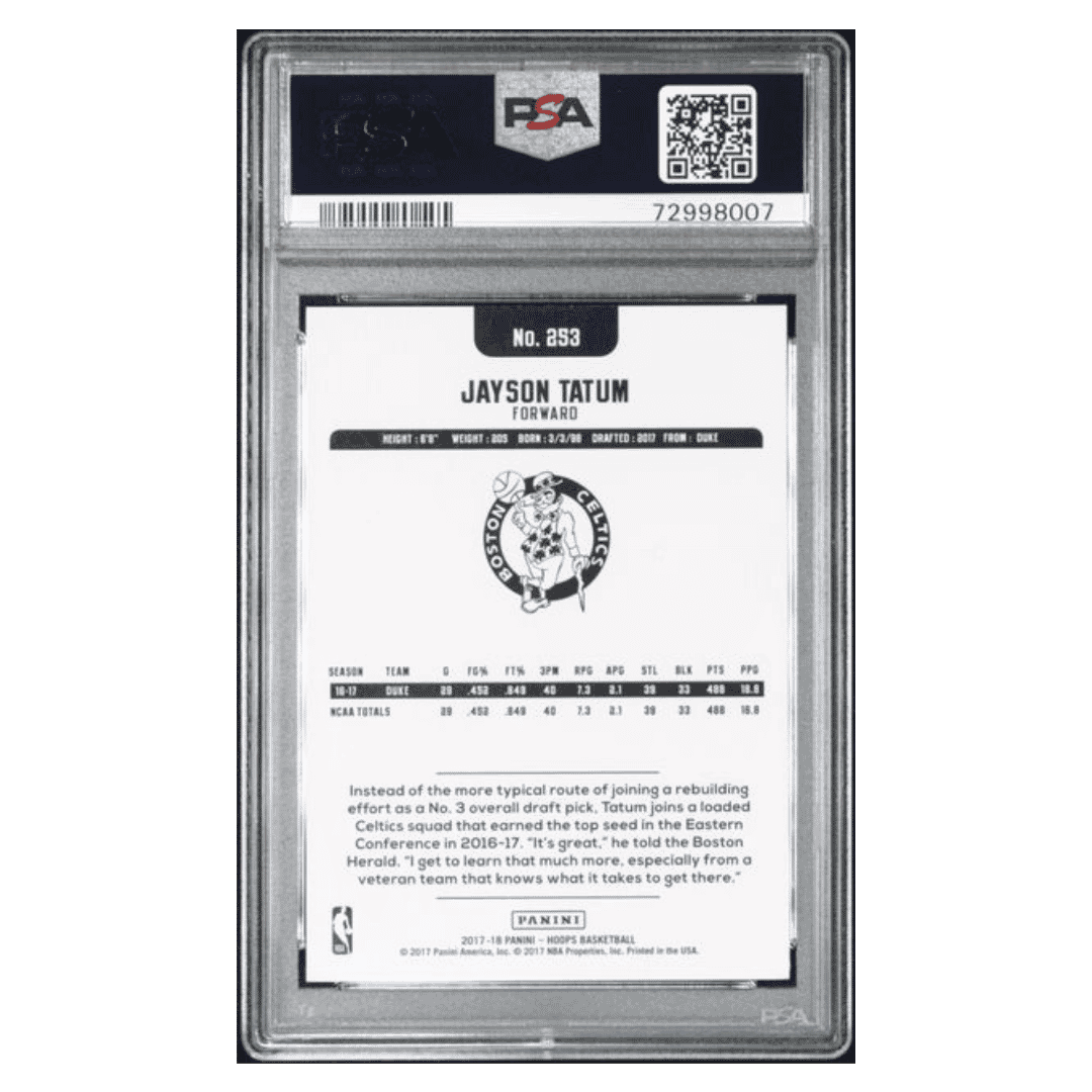 Jayson Tatum PSA 9 2017 Panini Hoops Rookie RC Card #253
