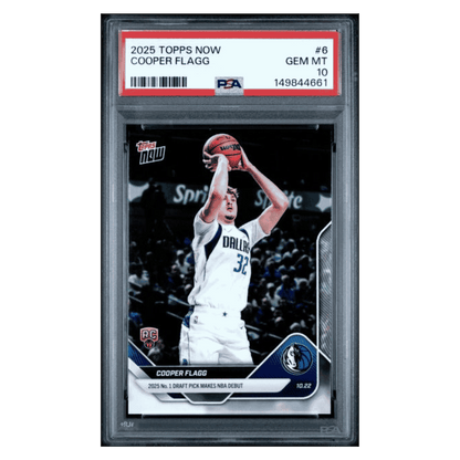 Cooper Flagg PSA 10 2025 Topps Now Rookie RC Card #6