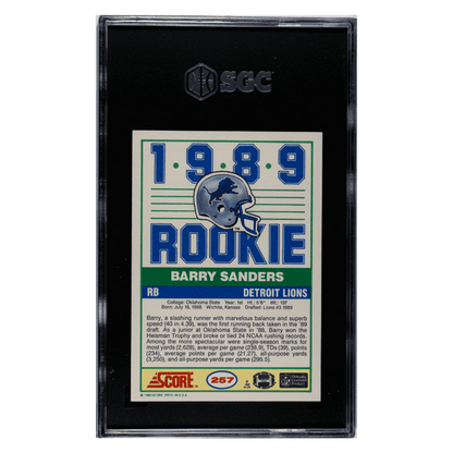 Barry Sanders SGC 8.5 1989 Score Card #257