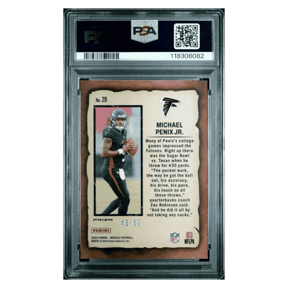 Michael Penix Jr PSA 9 2024 Panini Mosaic Notoriety Reactive Yellow Rookie RC #d/ 89 Card #20