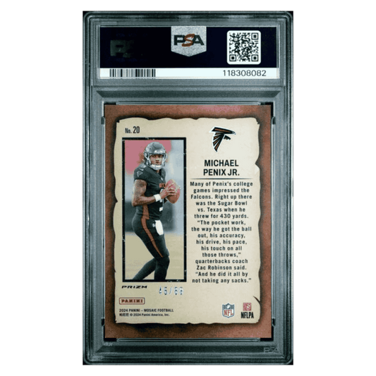 Michael Penix Jr PSA 9 2024 Panini Mosaic Notoriety Reactive Yellow Rookie RC #d/ 89 Card #20