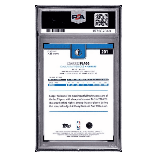Cooper Flagg PSA 10 2025 Topps Season Tip Off Rookie RC Card #201