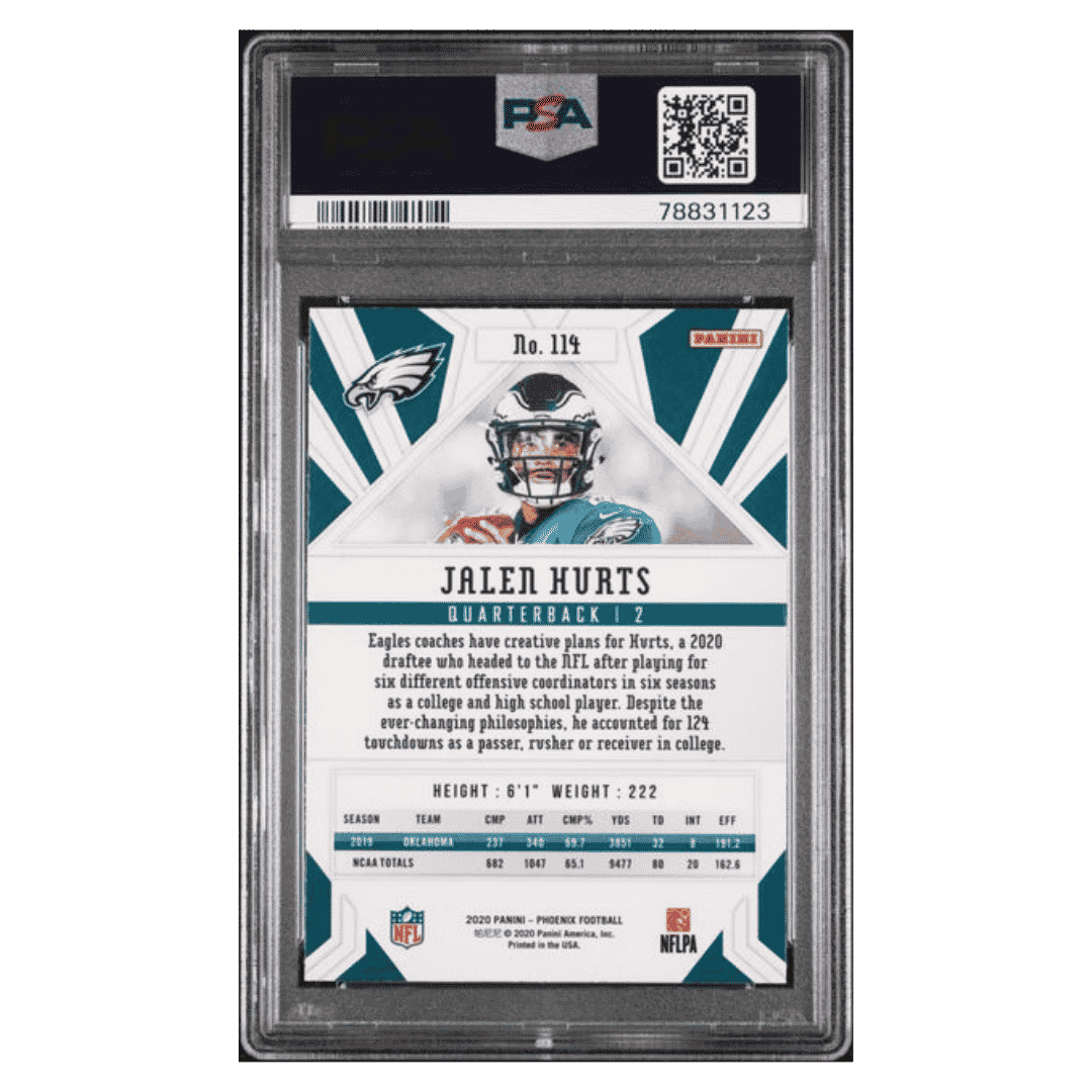 Jalen Hurts PSA 10 2020 Panini Phoenix Fire Burst Rookie RC Card #114