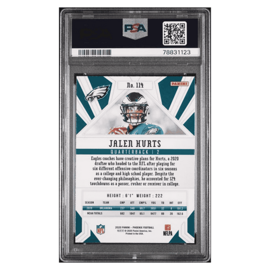 Jalen Hurts PSA 10 2020 Panini Phoenix Fire Burst Rookie RC Card #114