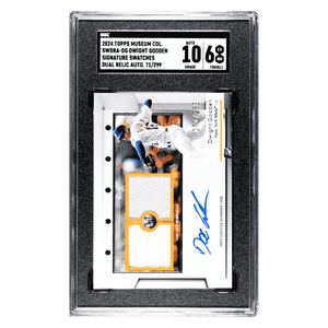 Dwight Gooden SGC 6 2024 Topps Museum Collection Signature Swatches Dual Relic Autograph #d/ 299 Card #SWDRA-DG