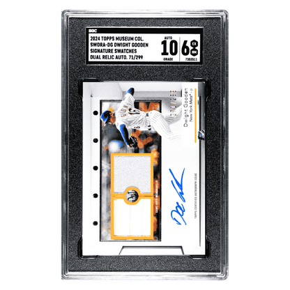 Dwight Gooden SGC 6 2024 Topps Museum Collection Signature Swatches Dual Relic Autograph #d/ 299 Card #SWDRA-DG