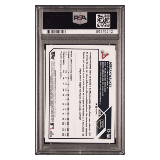 Jordan Walker PSA 10 2023 Topps Chrome Rookie Autograph Purple Speckle RC #d/ 299 Card #RAJWA