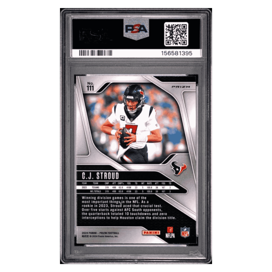 CJ Stroud PSA 9 2024 Panini Prizm Red Sparkle Card #111