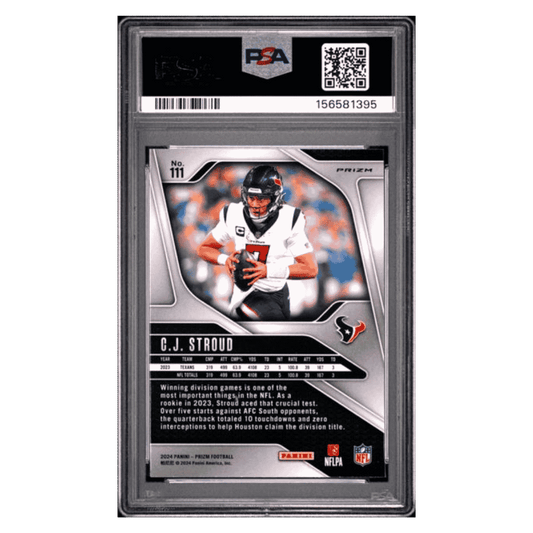 CJ Stroud PSA 9 2024 Panini Prizm Red Sparkle Card #111