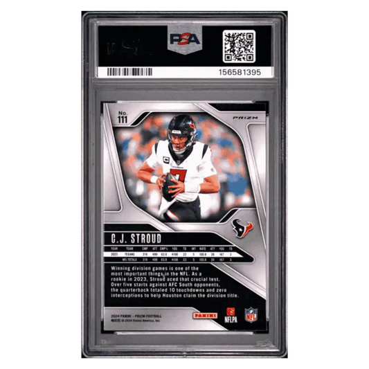 CJ Stroud PSA 9 2024 Panini Prizm Red Sparkle Card #111