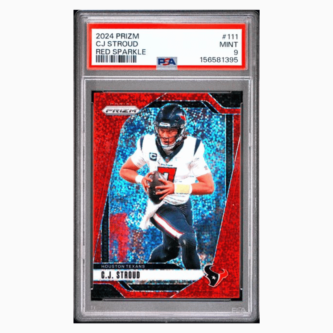 CJ Stroud PSA 9 2024 Panini Prizm Red Sparkle Card #111