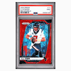 CJ Stroud PSA 9 2024 Panini Prizm Red Sparkle Card #111