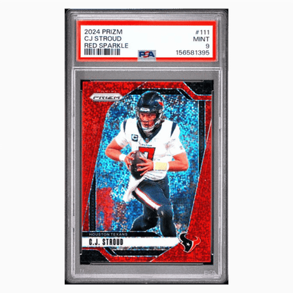 CJ Stroud PSA 9 2024 Panini Prizm Red Sparkle Card #111