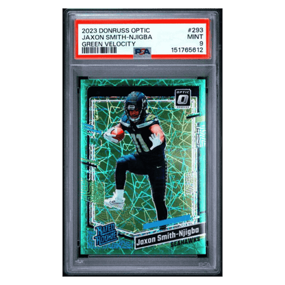 Jaxson Smith-Njigba PSA 9 2023 Panini Donruss Optic Green Velocity Rated Rookie RC Card #293