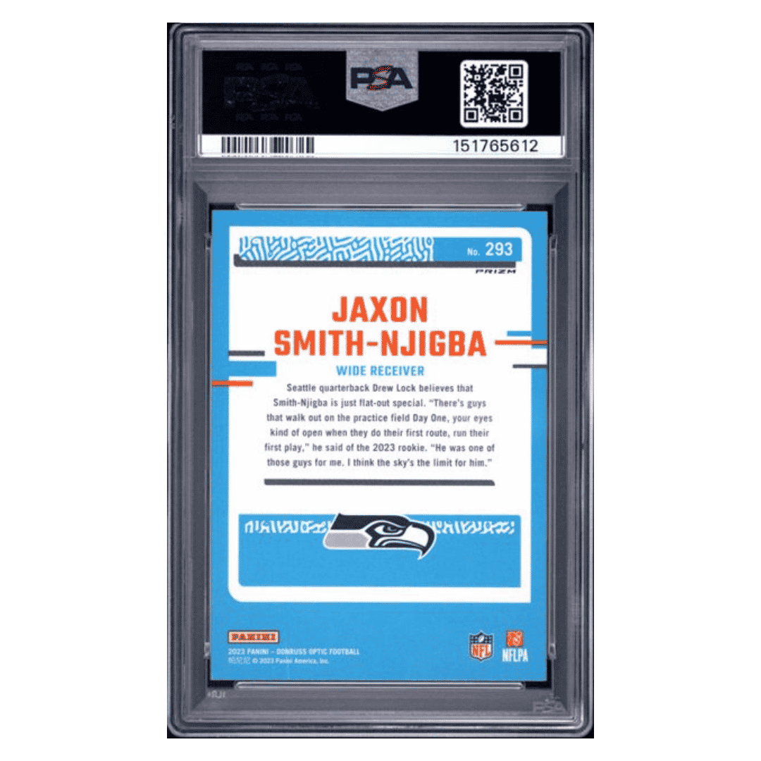 Jaxson Smith-Njigba PSA 9 2023 Panini Donruss Optic Green Velocity Rated Rookie RC Card #293