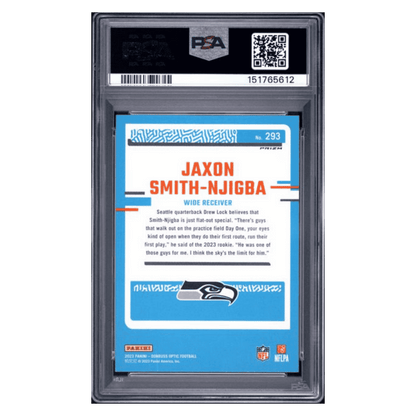 Jaxson Smith-Njigba PSA 9 2023 Panini Donruss Optic Green Velocity Rated Rookie RC Card #293