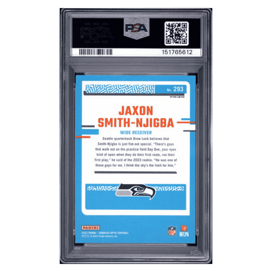 Jaxson Smith-Njigba PSA 9 2023 Panini Donruss Optic Green Velocity Rated Rookie RC Card #293
