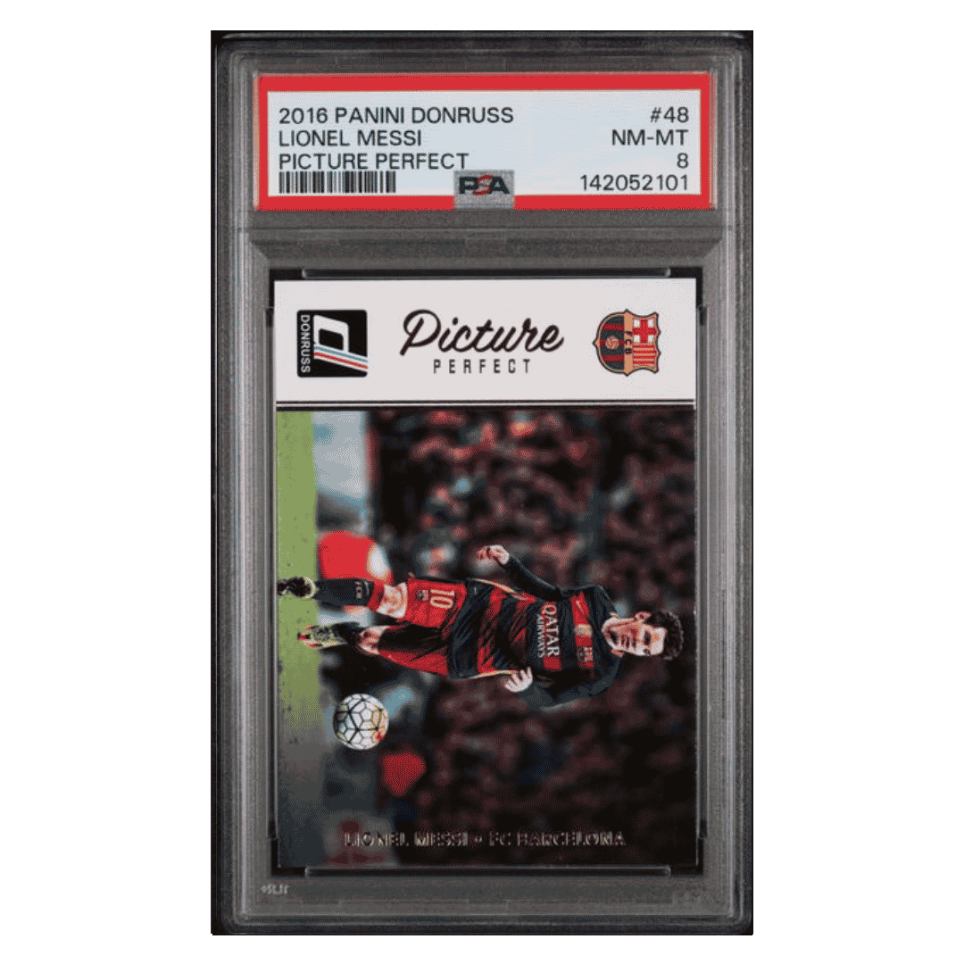 Lionel Messi PSA 8 2016 Panini Donruss Picture Perfect Card #48