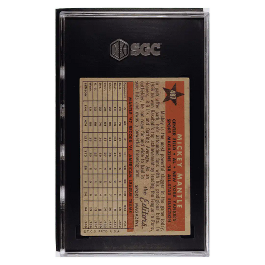 Mickey Mantle SGC A 1958 Topps All Star Card #487