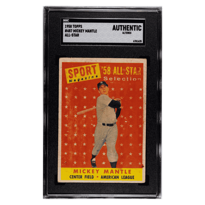 Mickey Mantle SGC A 1958 Topps All Star Card #487