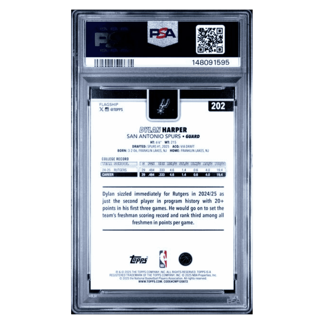 Dylan Harper PSA 9 2025 Topps Rainbow Foilboard Rookie RC Card #202