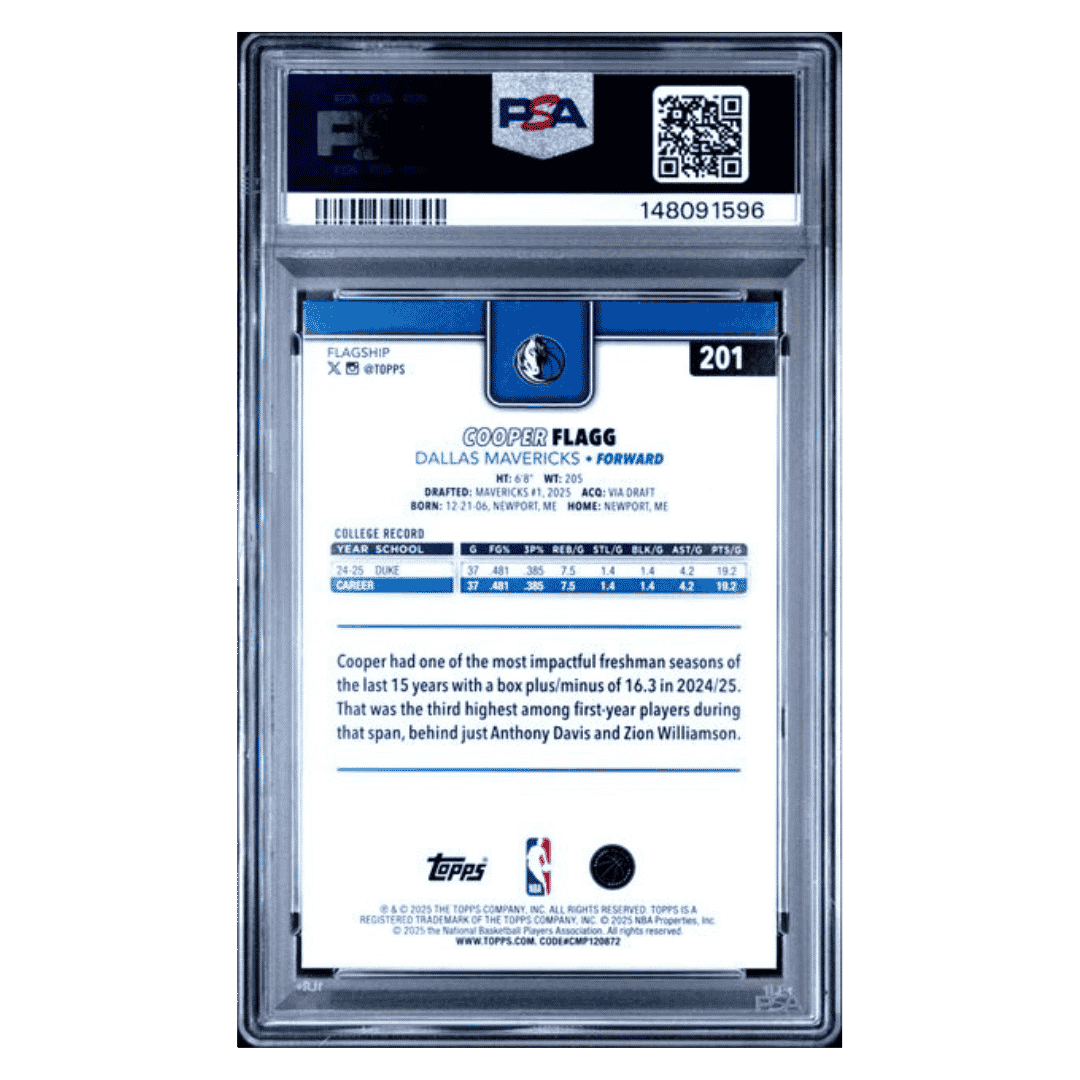 Cooper Flagg PSA 9 2025 Topps Crackleboard Foil Rookie RC Card #201