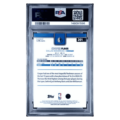 Cooper Flagg PSA 9 2025 Topps Crackleboard Foil Rookie RC Card #201
