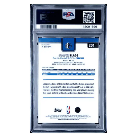 Cooper Flagg PSA 9 2025 Topps Crackleboard Foil Rookie RC Card #201