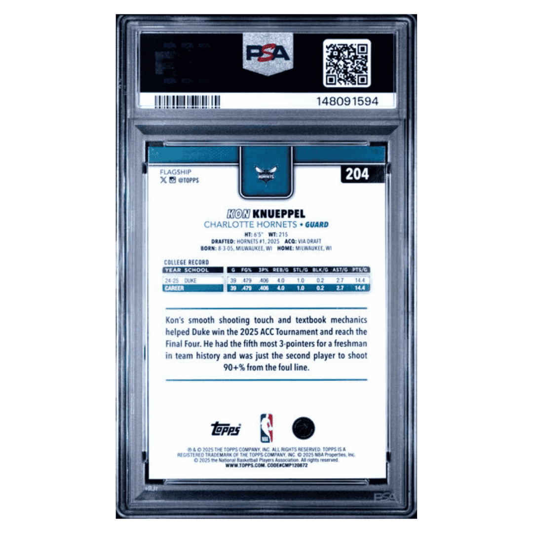 Kon Knueppel PSA 9 2025 Topps Rainbow Foilboard Rookie RC Card #204