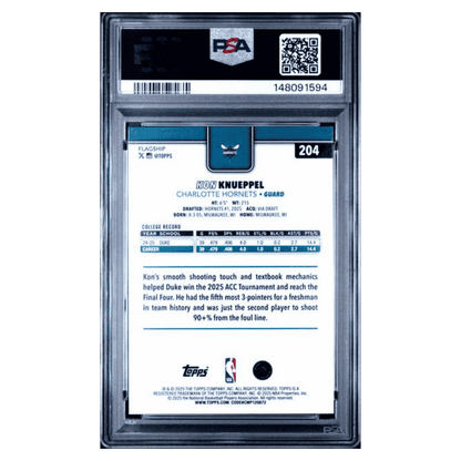 Kon Knueppel PSA 9 2025 Topps Rainbow Foilboard Rookie RC Card #204