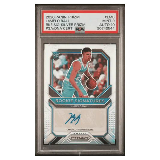 LaMelo Ball PSA 9 2020 Panini Prizm Rookie Signatures Silver Prizm RC Card #LMB