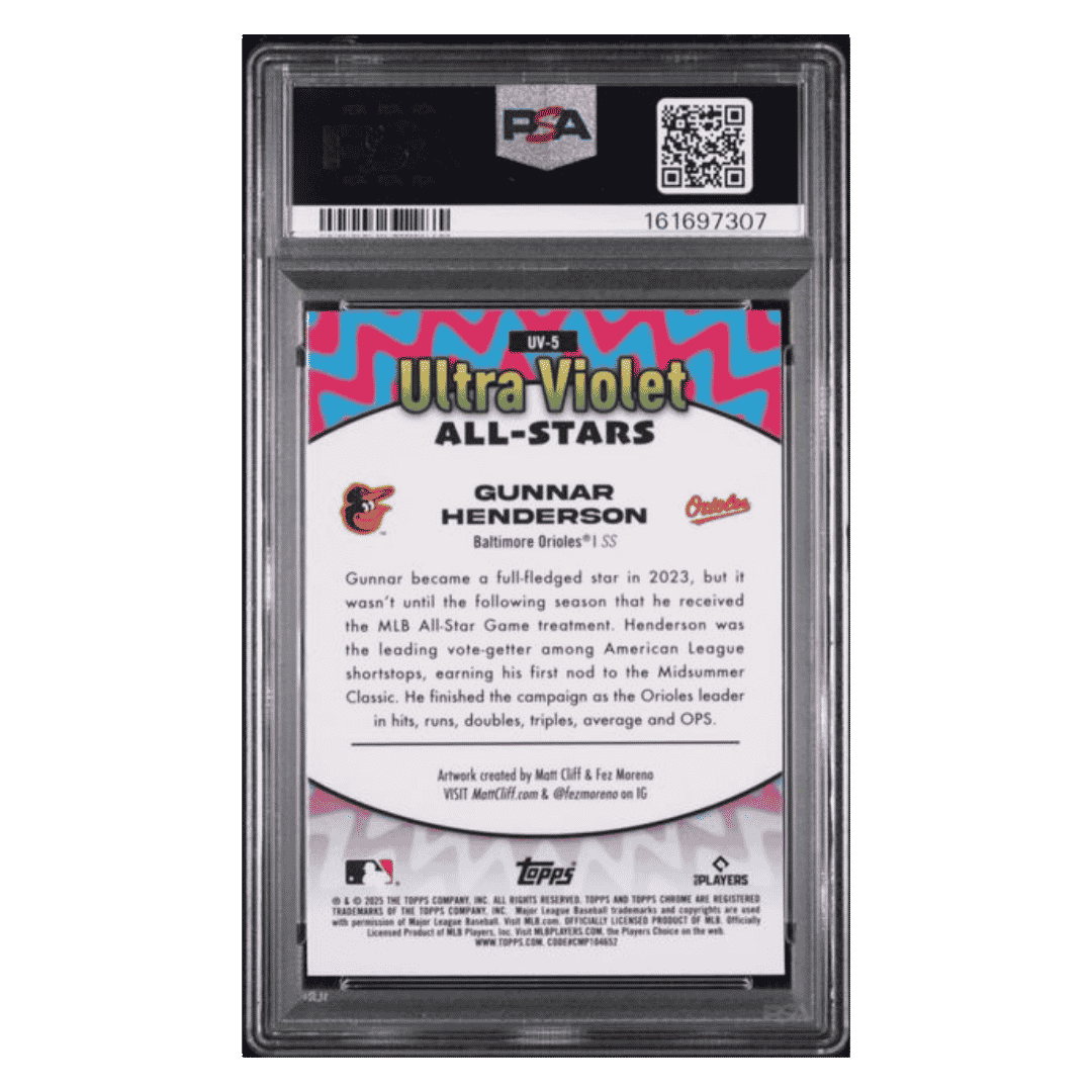 Gunnar Henderson PSA 9 2025 Topps Chrome Ultra Violet All Stars Card #UV5