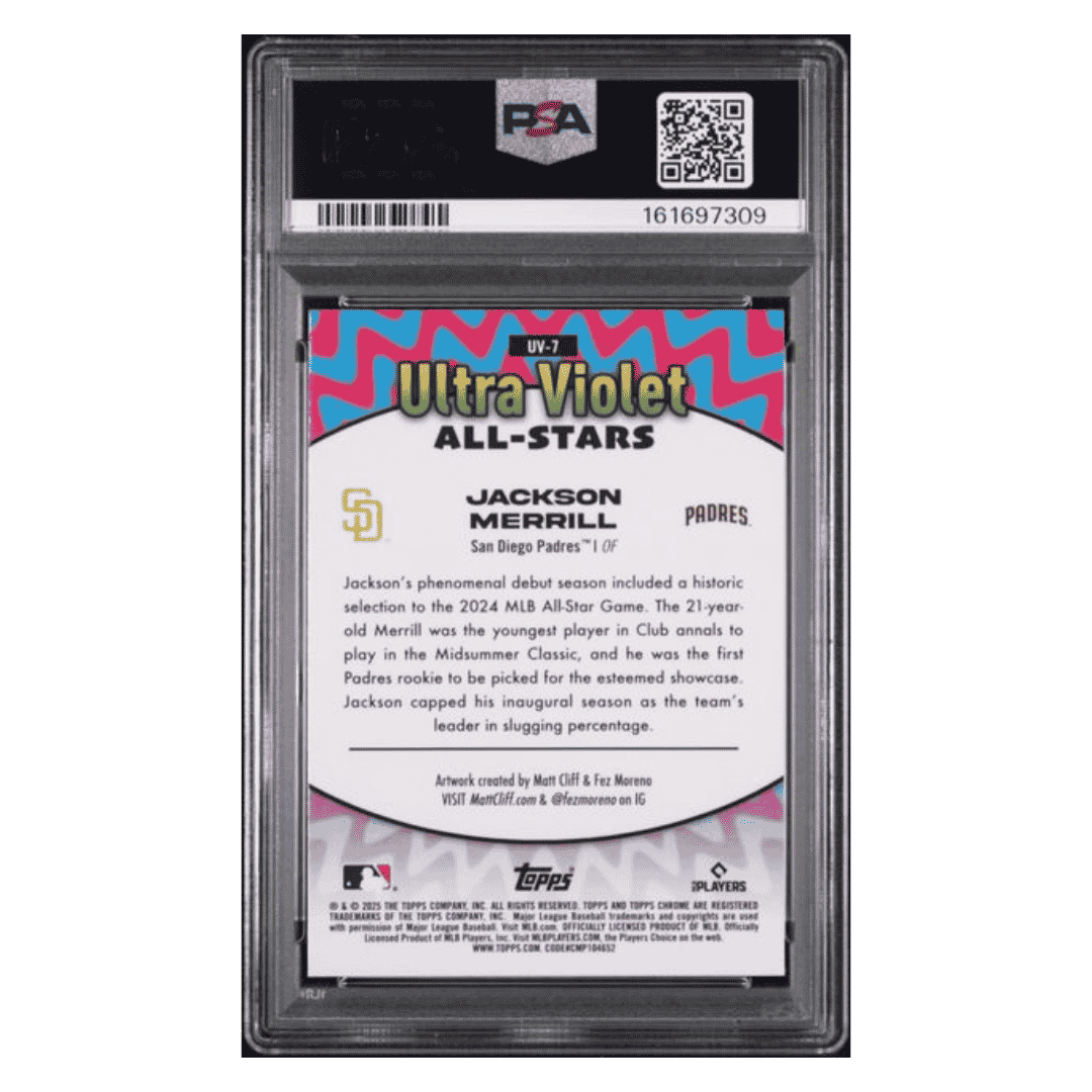 Jackson Merrill PSA 9 2025 Topps Chrome Ultra Violet All Stars Card #UV7