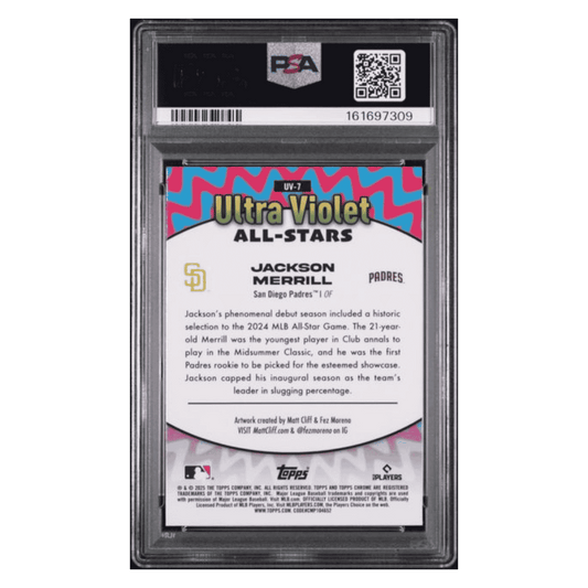 Jackson Merrill PSA 9 2025 Topps Chrome Ultra Violet All Stars Card #UV7