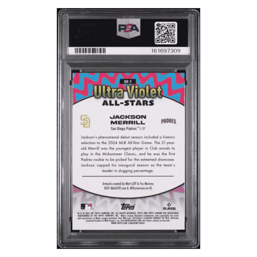 Jackson Merrill PSA 9 2025 Topps Chrome Ultra Violet All Stars Card #UV7