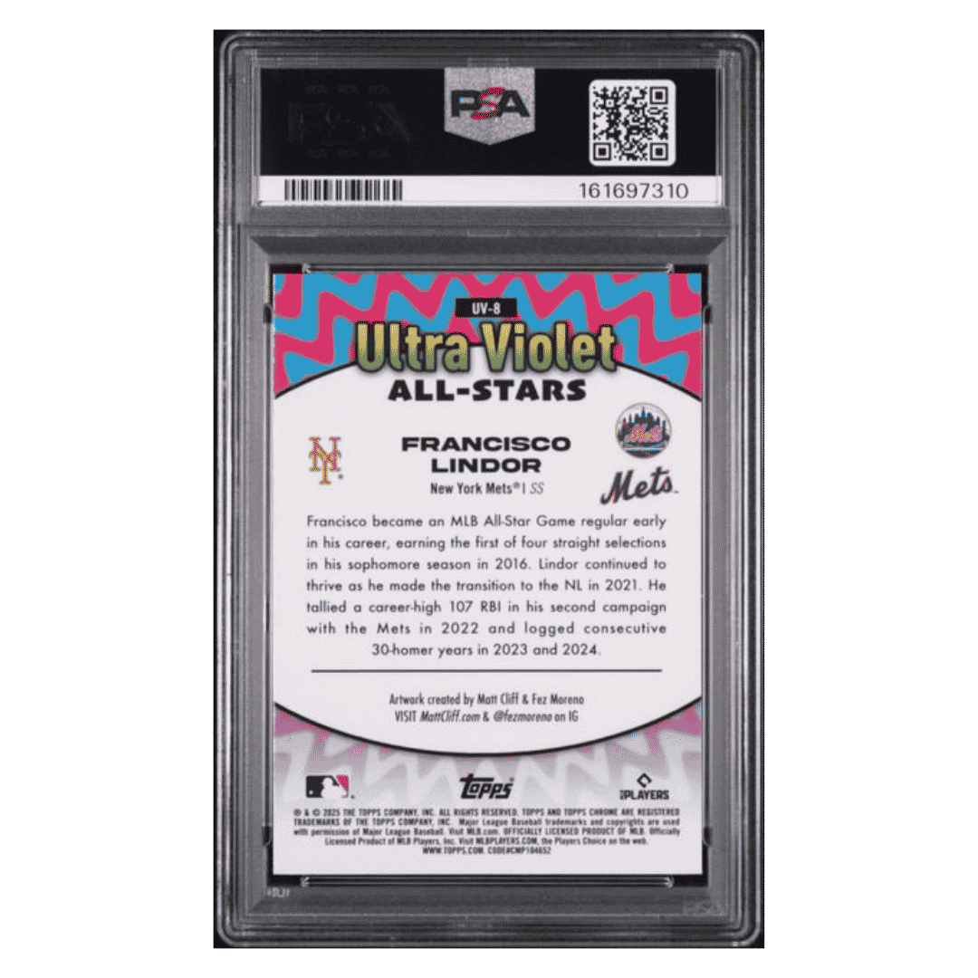 Francisco Lindor PSA 10 2025 Topps Chrome Ultra Violet All Stars Card #UV8