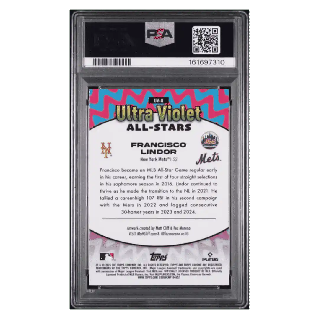 Francisco Lindor PSA 10 2025 Topps Chrome Ultra Violet All Stars Card #UV8