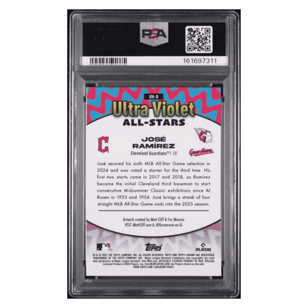 Jose Ramirez PSA 8 2025 Topps Chrome Ultra Violet All Stars Card #UV9
