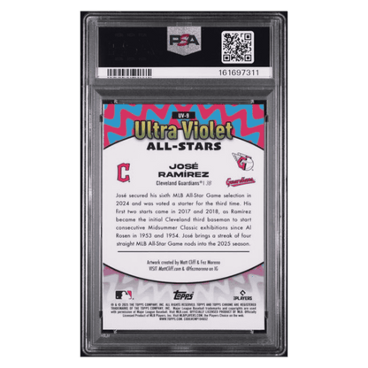 Jose Ramirez PSA 8 2025 Topps Chrome Ultra Violet All Stars Card #UV9