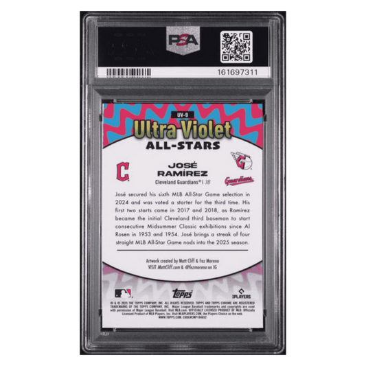 Jose Ramirez PSA 8 2025 Topps Chrome Ultra Violet All Stars Card #UV9