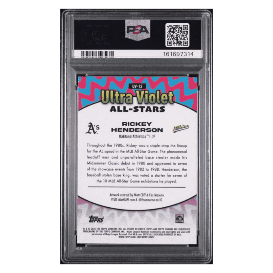 Rickey Henderson PSA 10 2025 Topps Chrome Ultra Violet All Stars Card #UV12
