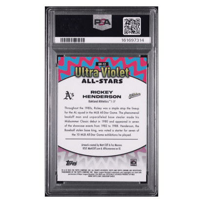 Rickey Henderson PSA 10 2025 Topps Chrome Ultra Violet All Stars Card #UV12