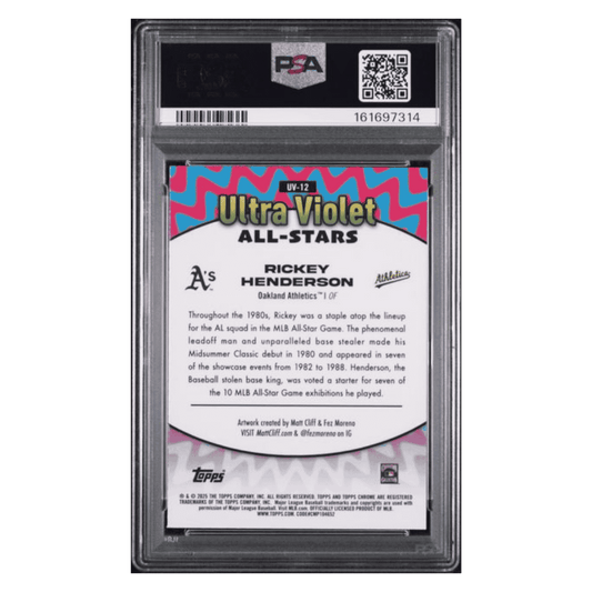 Rickey Henderson PSA 10 2025 Topps Chrome Ultra Violet All Stars Card #UV12