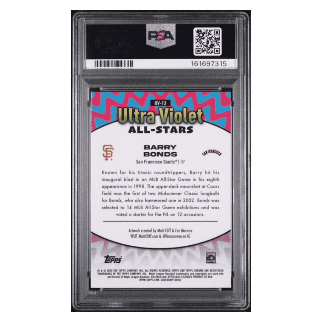 Barry Bonds PSA 10 2025 Topps Chrome Ultra Violet All Stars Card #UV13