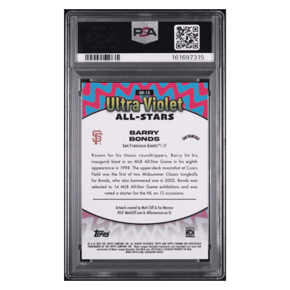 Barry Bonds PSA 10 2025 Topps Chrome Ultra Violet All Stars Card #UV13