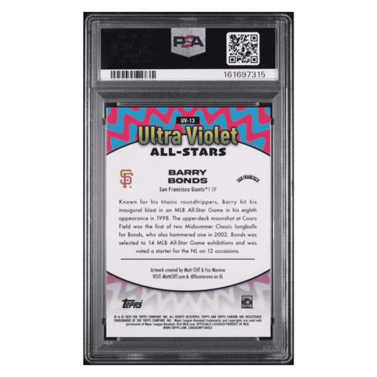 Barry Bonds PSA 10 2025 Topps Chrome Ultra Violet All Stars Card #UV13