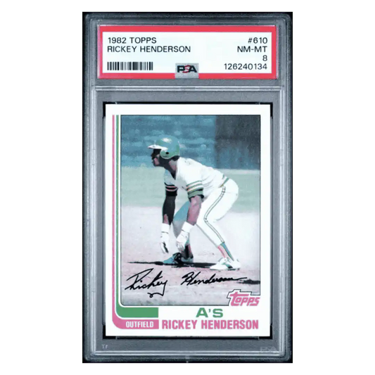 Rickey Henderson PSA 8 1982 Topps Card #610